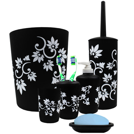 BLUE DONUTS Bathroom Accessories Complete Set, Black, 6 Piece Set BD3448973